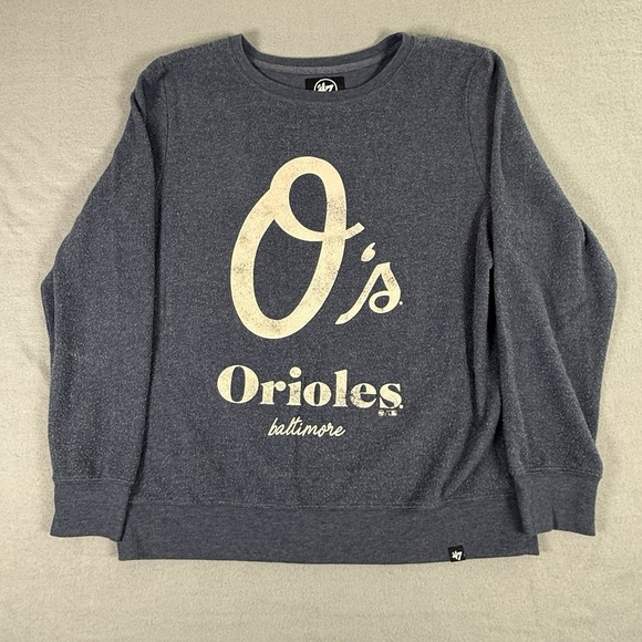 Baltimore Orioles Crewneck Sweatshirt Medium MLB Baseball Pullover '47 Gray - Picture 1 of 6